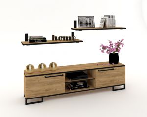 SET RTV CABINET AND TWO HANGING SHELVES